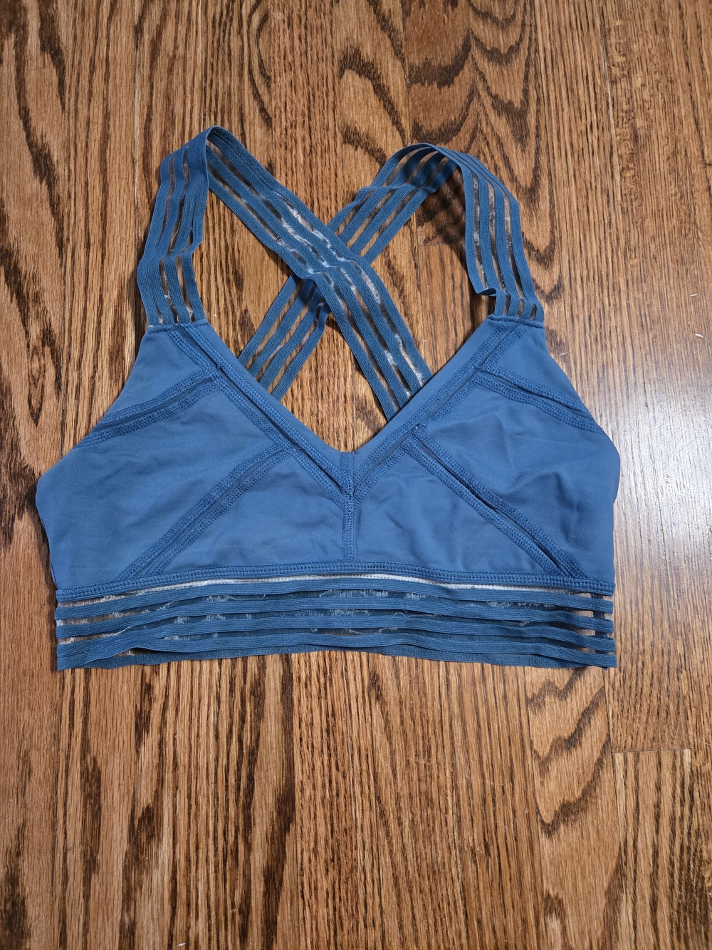 ALO Yoga Blue Strappy Crossback Sports Bra